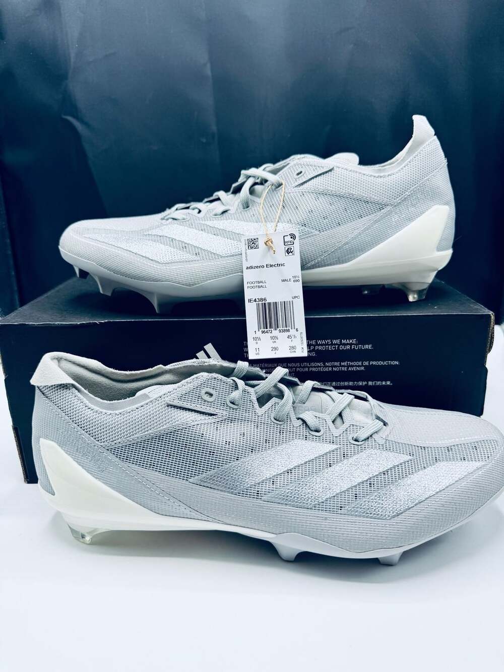 Adidas Adizero Electric Size 11 Silver Metallic Football Cleats IE4386 New!!
